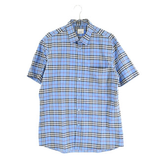 バーバリー(BURBERRY)のBURBERRY バーバリー Classic Shirt in BLUE タータンチェック ハーフスリーブシャツ 半袖 ブルー 8018638(シャツ)