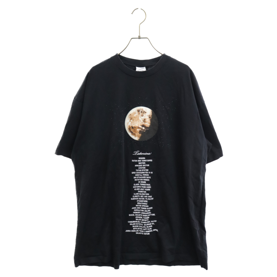 VETEMENTS ヴェトモン ×STAR WARS スターウォーズ Tatooine T-shirt エピソード4 ムーンフロントプリントクルーネック半袖Tシャツ ブラック USW21TS012