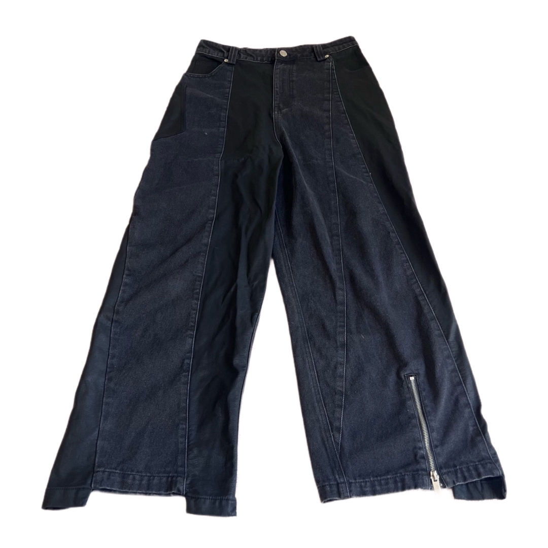 希少★MAMC エムエーエムシー リメイクデニムパンツ バギーデニムパンツ 黒色