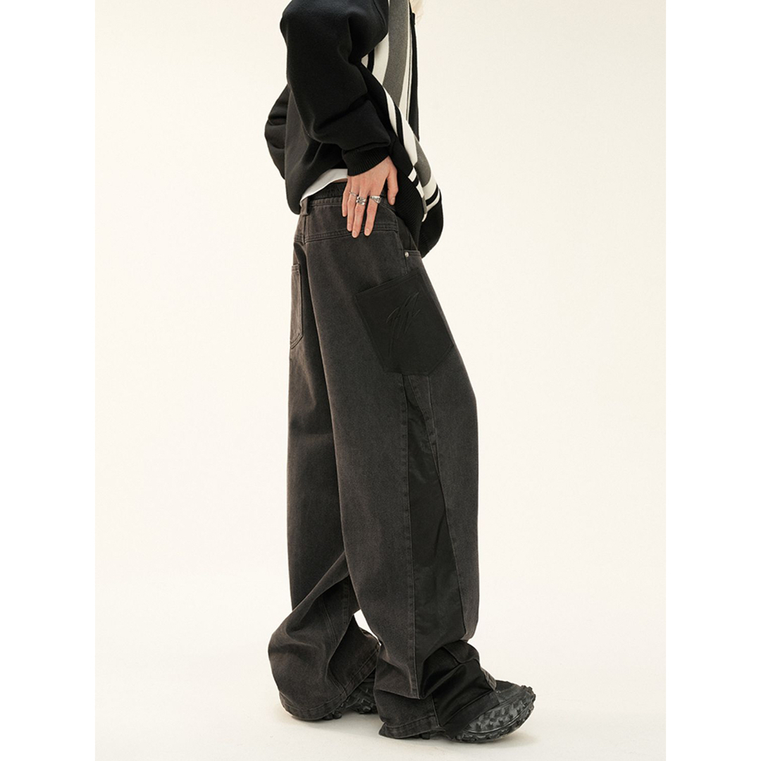 希少★MAMC エムエーエムシー リメイクデニムパンツ バギーデニムパンツ 黒色
