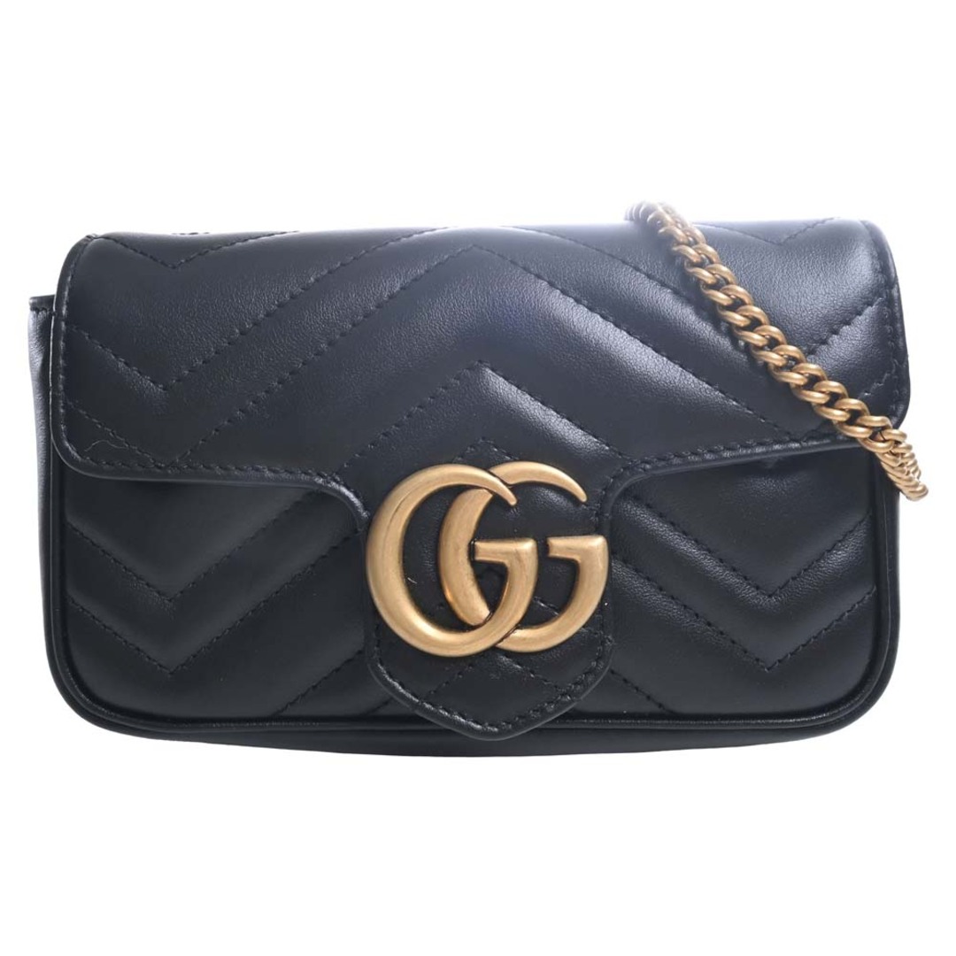 【中古】Gucci グッチ GGマーモント レザー スーパーミニバッグ チェーン ショルダーバッグ 476433 ブラック by | フリマアプリ ラクマ