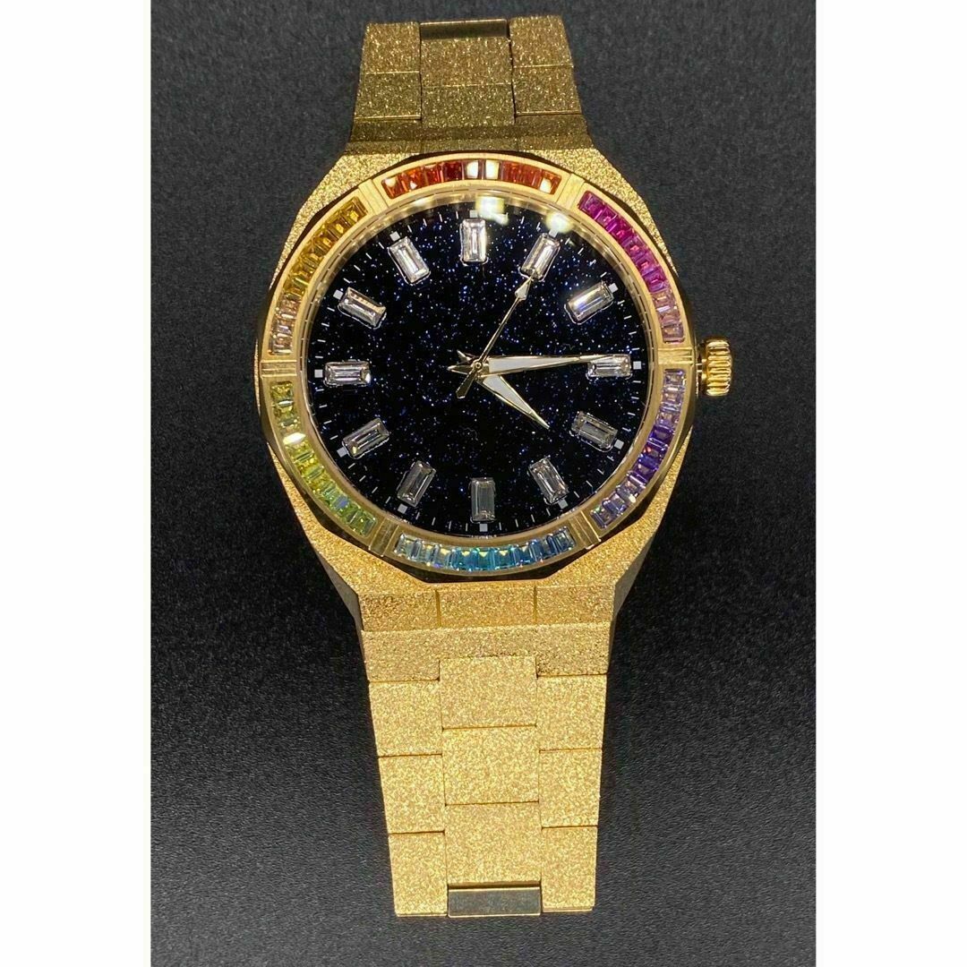 レインボーベゼル　ステンレス　フロステッド　メンズ腕時計　スターダスト　ゴールド メンズの時計(腕時計(アナログ))の商品写真