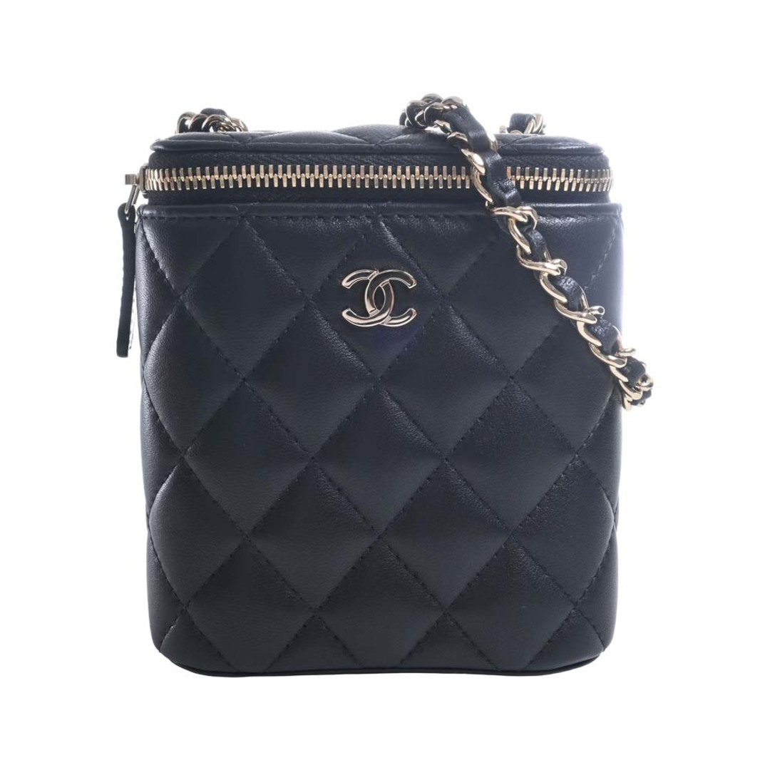 バッグCHANEL シャネル ラムスキン マトラッセ ココマーク ミニバニティケース チェーン ショルダーバッグ - ブラック by