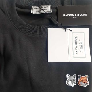 Maison Kitsune 刺繍ロゴ Sサイズ スポーツプルオーバー ブラック