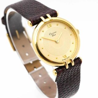美品》Christian Dior 腕時計 ゴールド レザー ヴィンテージv-