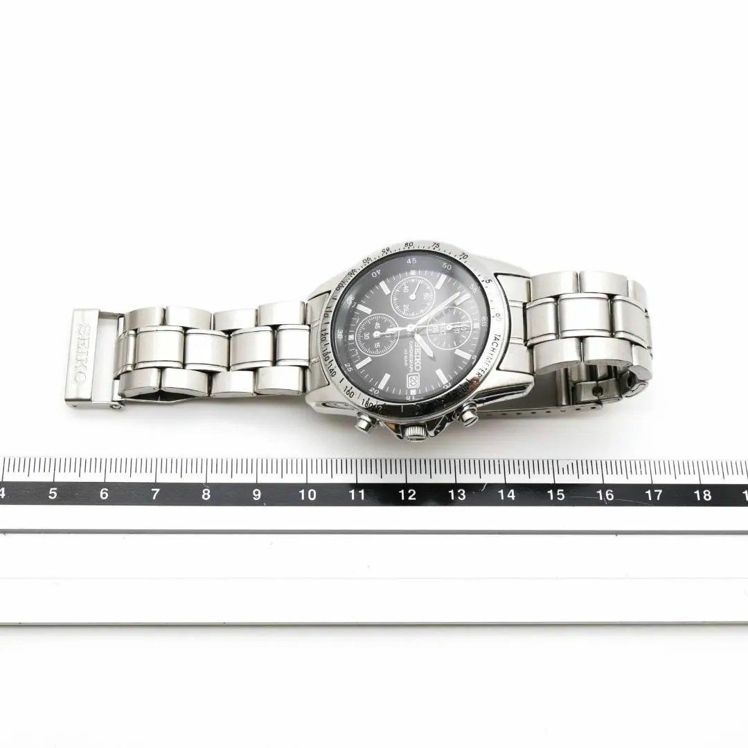 《人気》SEIKO 腕時計 ブラック クロノグラフ スモセコ メンズu