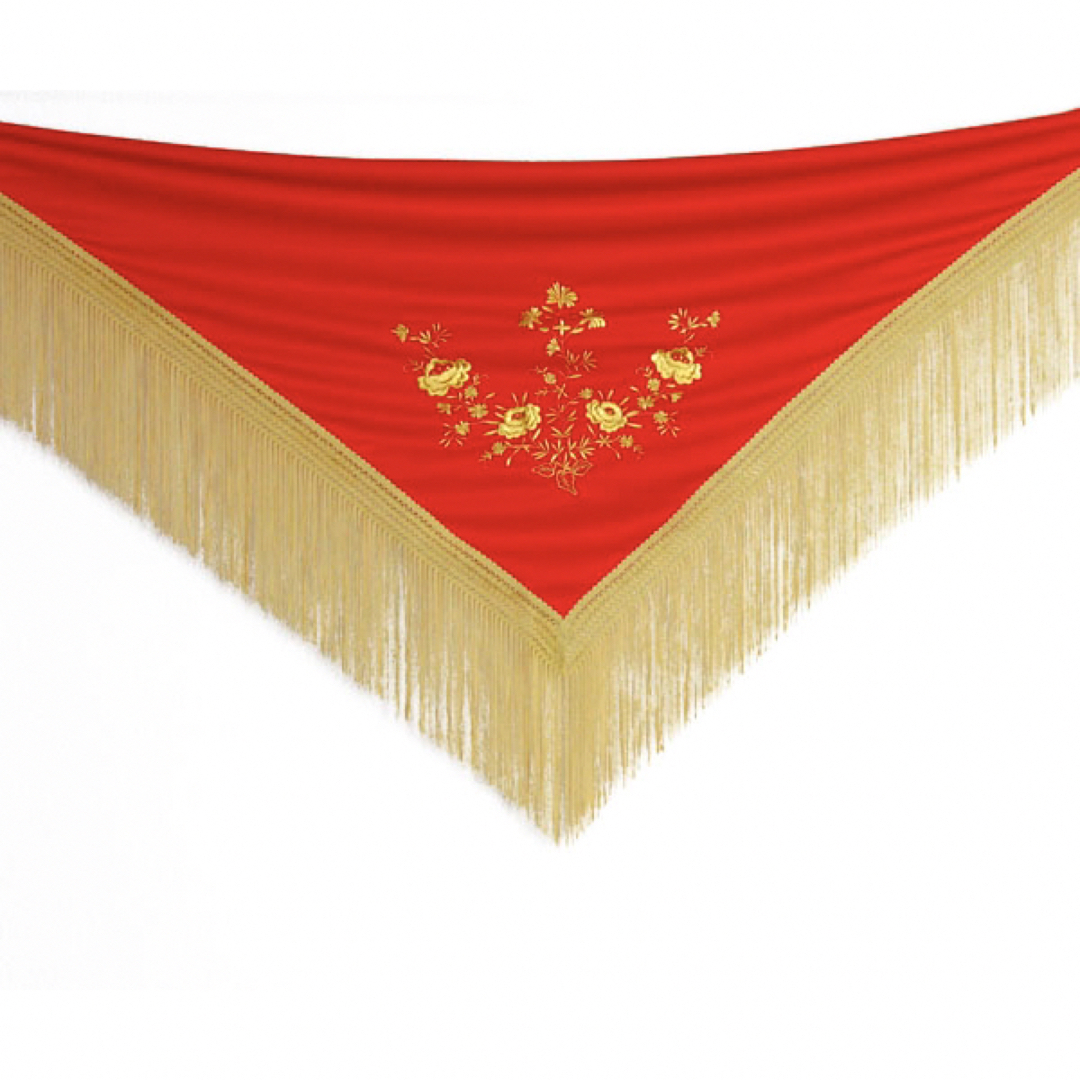 <新品＞　刺繍入りシージョ(150cm) 赤　スペイン製　フラメンコ