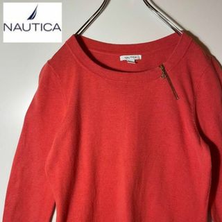 ノーティカ(NAUTICA)の【ノーティカ❗️】サーモンピンク　ニット　カットソー　刺繍ロゴ　ワンポイント(ニット/セーター)