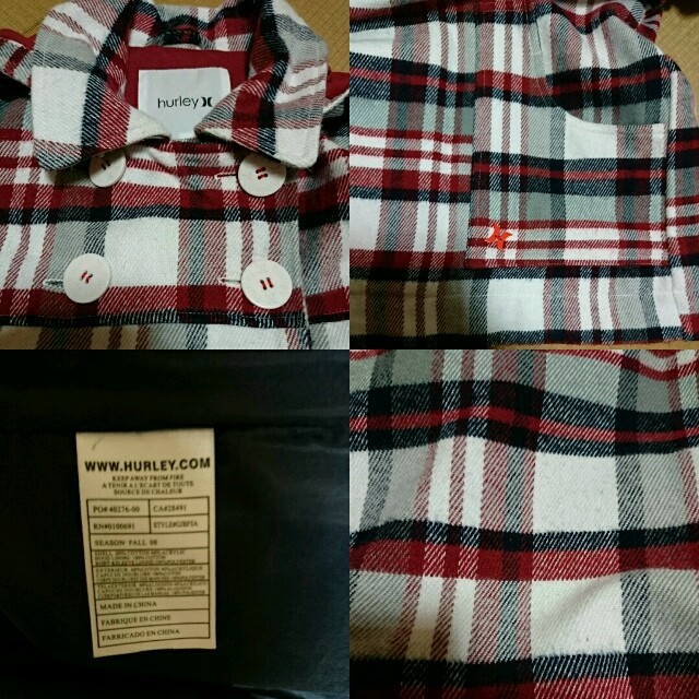 hurley ハーレー チェック柄ロングコート