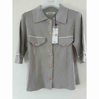 ココディール(COCO DEAL)のCOCO DEAL 配色ライン衿付きニットシャツ(ニット/セーター)