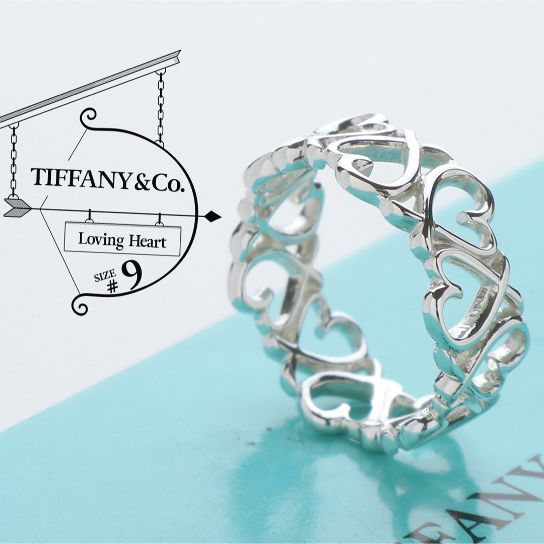 美品 TIFFANY ティファニー ラヴィングハート バンド リング 9号