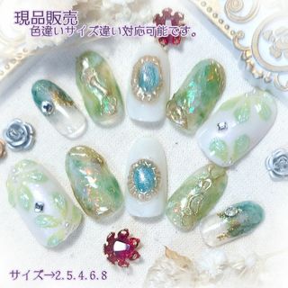 ★現品★ネイルチップ　ジェルネイル　初夏ネイル　クリア　002