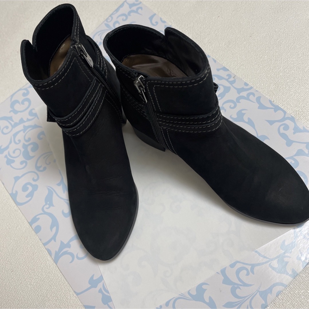 銀座かねまつ 【超美品】 ショートブーツ 黒 ブラック ジッパー 履き
