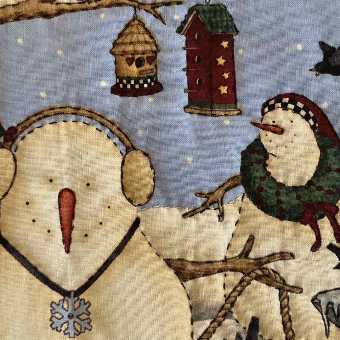 デビーマム　スノーマンクリスマス手縫いキルトタペストリー　ハンドメイド