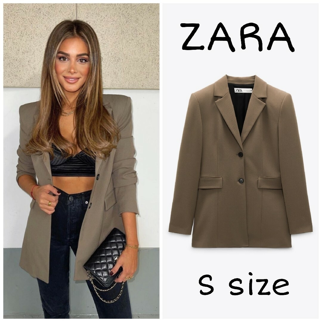 ZARA - ZARA ショルダーパッド フィット ブレザー Sサイズの通販 ZARA - ZARA ショルダーパッド フィット ブレザー Sサイズの通販