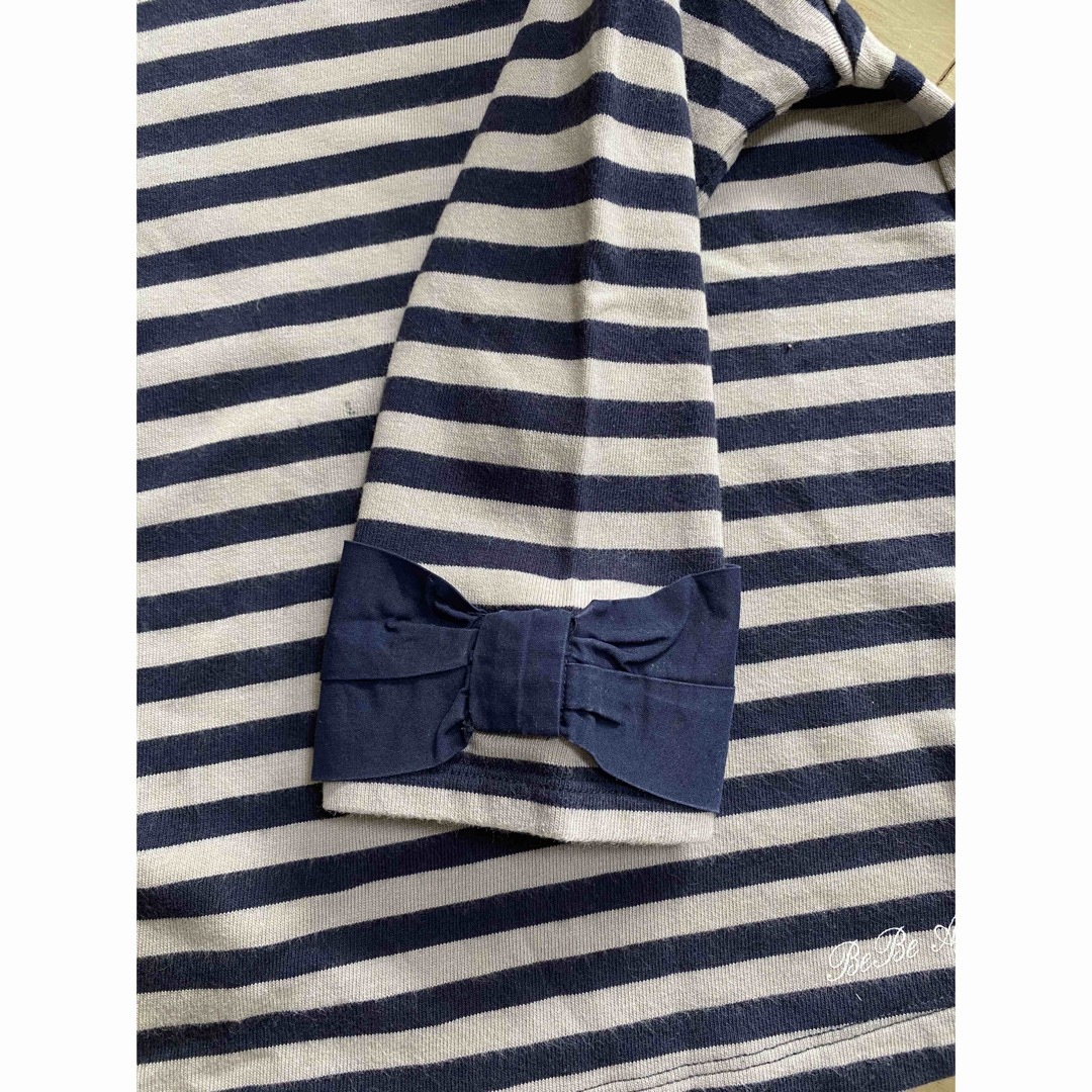 BeBe(ベベ)の袖リボン　ボーダーtシャツ⭐︎べべ キッズ/ベビー/マタニティのキッズ服女の子用(90cm~)(Tシャツ/カットソー)の商品写真