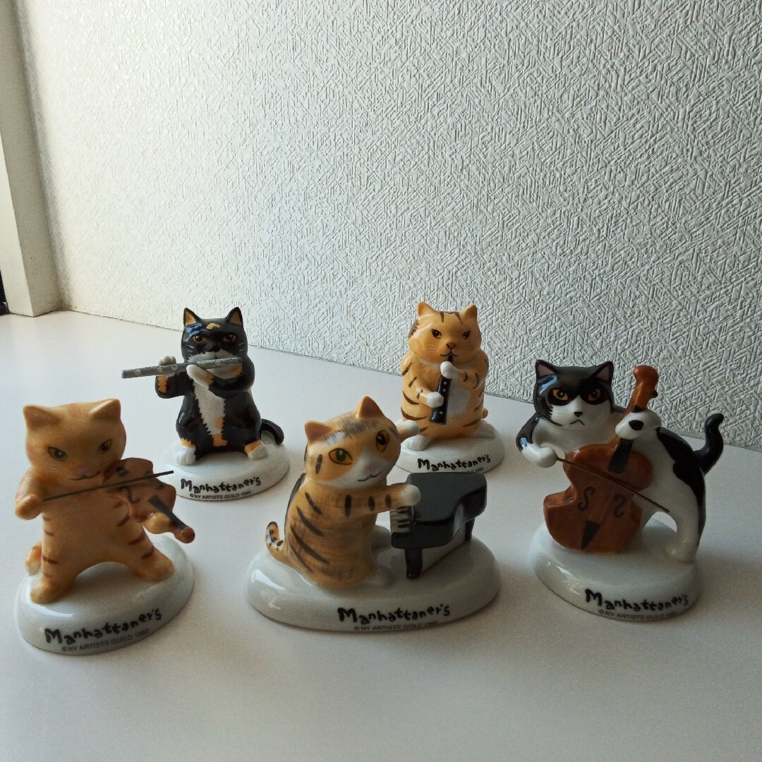 激レア マンハッタナーズ 猫 置物 オーケストラ 陶器 フィギュア-