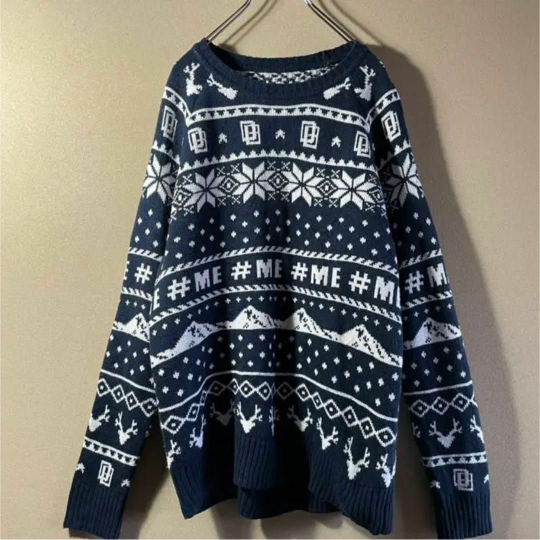 【VINTAGE】ヨーロッパ古着　ニットセーター　ノルディック柄　レトロ