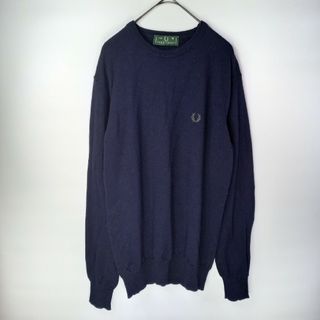 フレッドペリー(FRED PERRY)のフレッドペリー　クルーネック　メリノウールセーター　刺繍ロゴ　ユーロ古着　M(ニット/セーター)