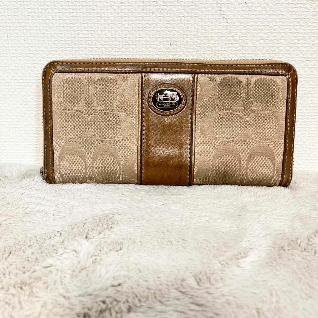 COACH(コーチ)のレア✨COACH コーチ ウォレット/長財布 シグネチャー ブラウン レディースのファッション小物(財布)の商品写真