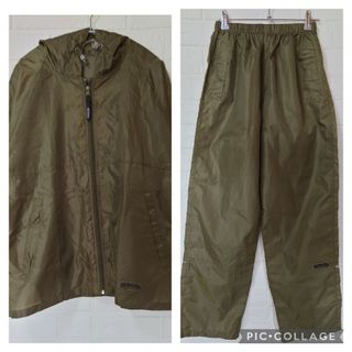 アウトドアプロダクツ(OUTDOOR PRODUCTS)の【OUTDOOR】レインスーツ 雨合羽 林間学校 準備品 男女共用 カーキ(レインコート)