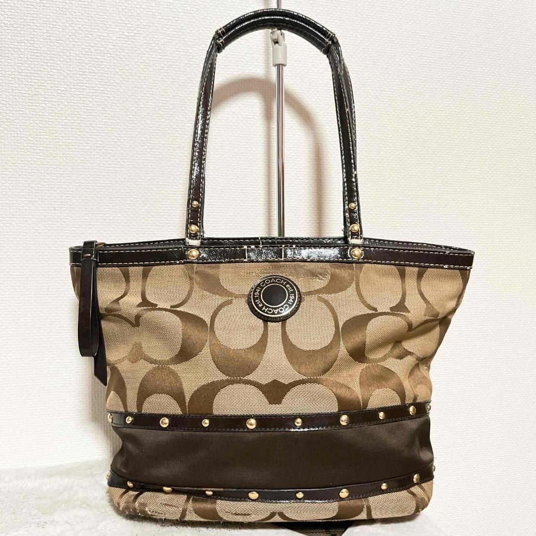 レア✨COACH コーチ セミショルダーバッグ/トートバッグシグネチャーブラウン