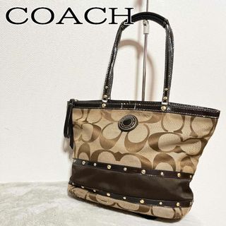 レア✨COACH コーチ セミショルダーバッグ/トートバッグシグネチャーブラウン