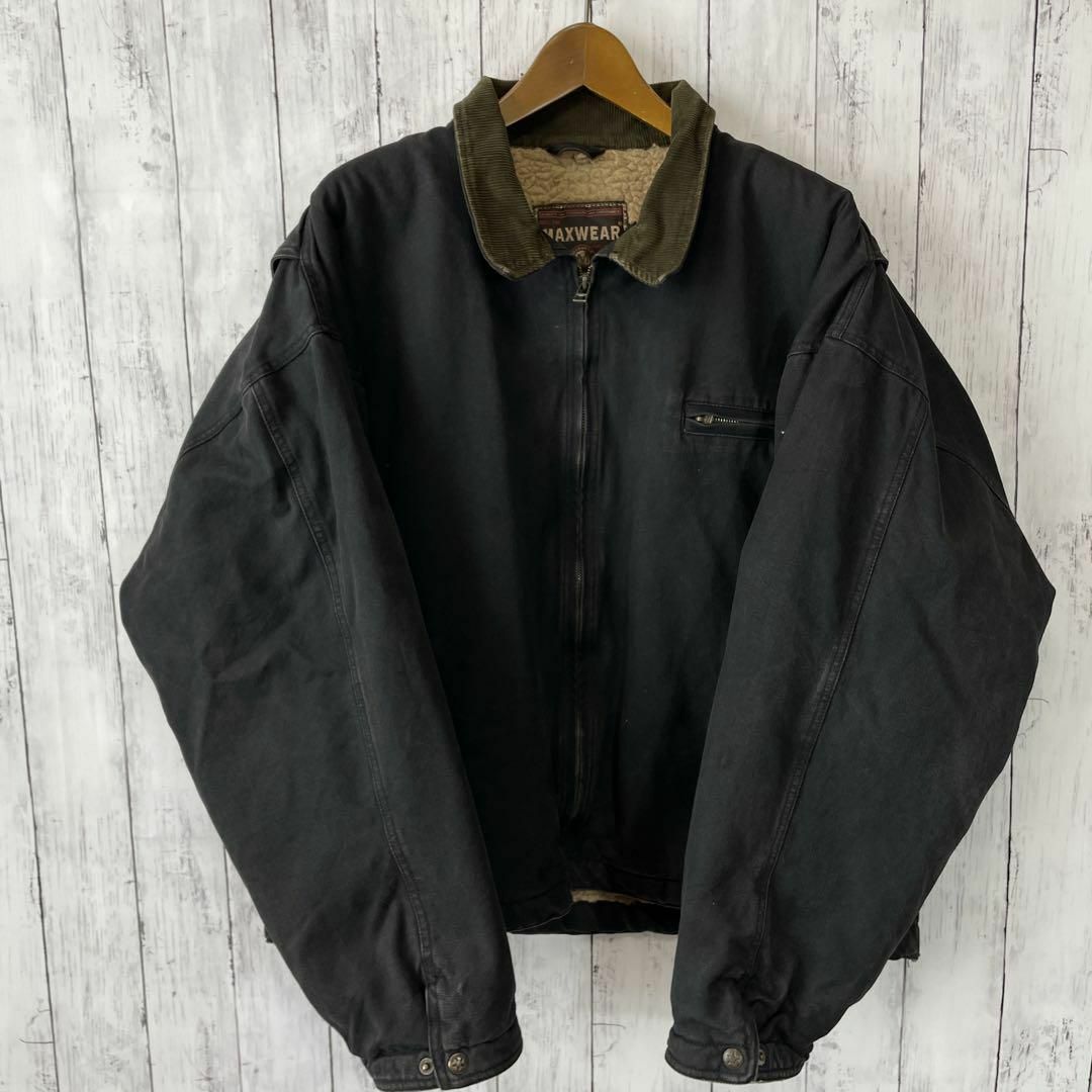 デトロイトジャケットスタイル　オーバーサイズＸＬ　黒ブラック　襟コーデュロイ 1