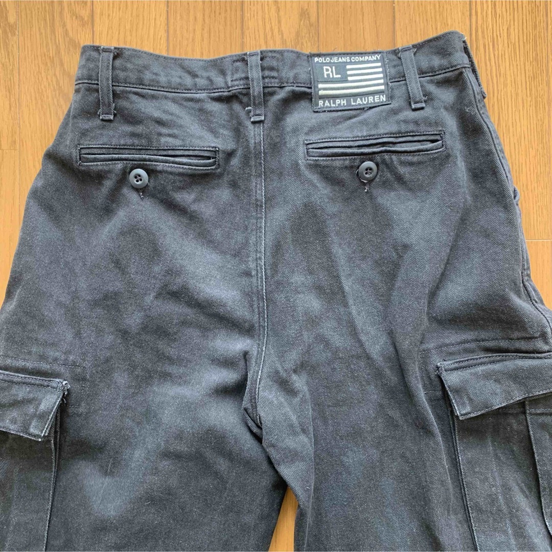 POLO JEANS CO. ブラックデニムカーゴパンツ ダブルニー ワイド