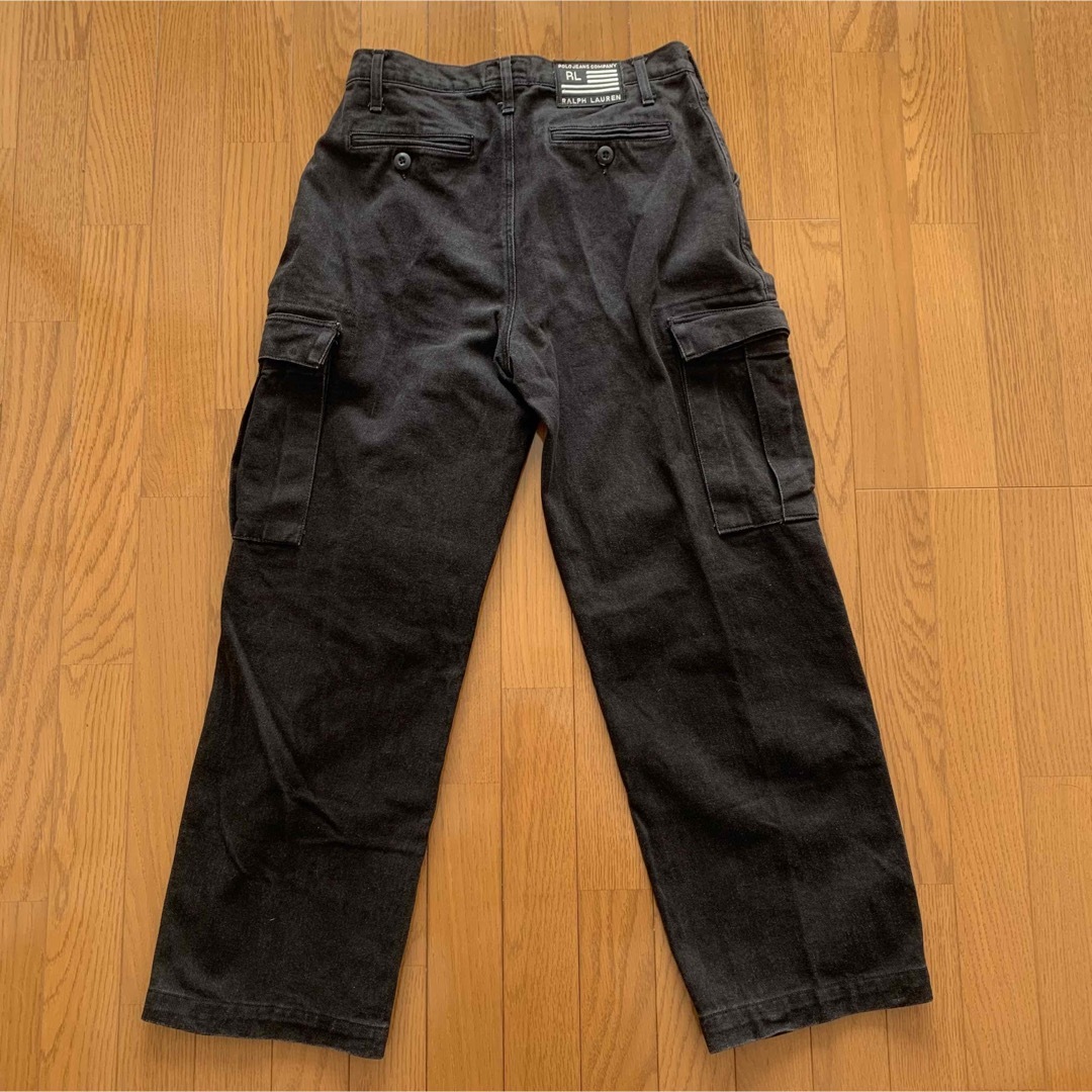 POLO JEANS CO. ブラックデニムカーゴパンツ ダブルニー ワイド