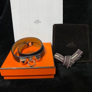 希少HERMES エルメス メドール レザー ブレスレット オレンジ スタッズ