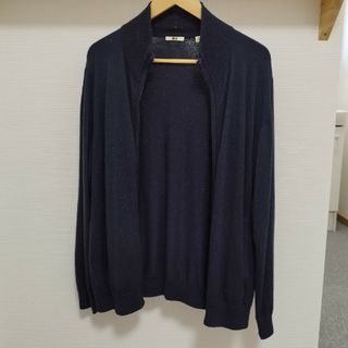 ユニクロ(UNIQLO)のカシミヤ・羊毛入で暖かいニット♨ UNIQLO ジップジャケット ネイビー(カーディガン)