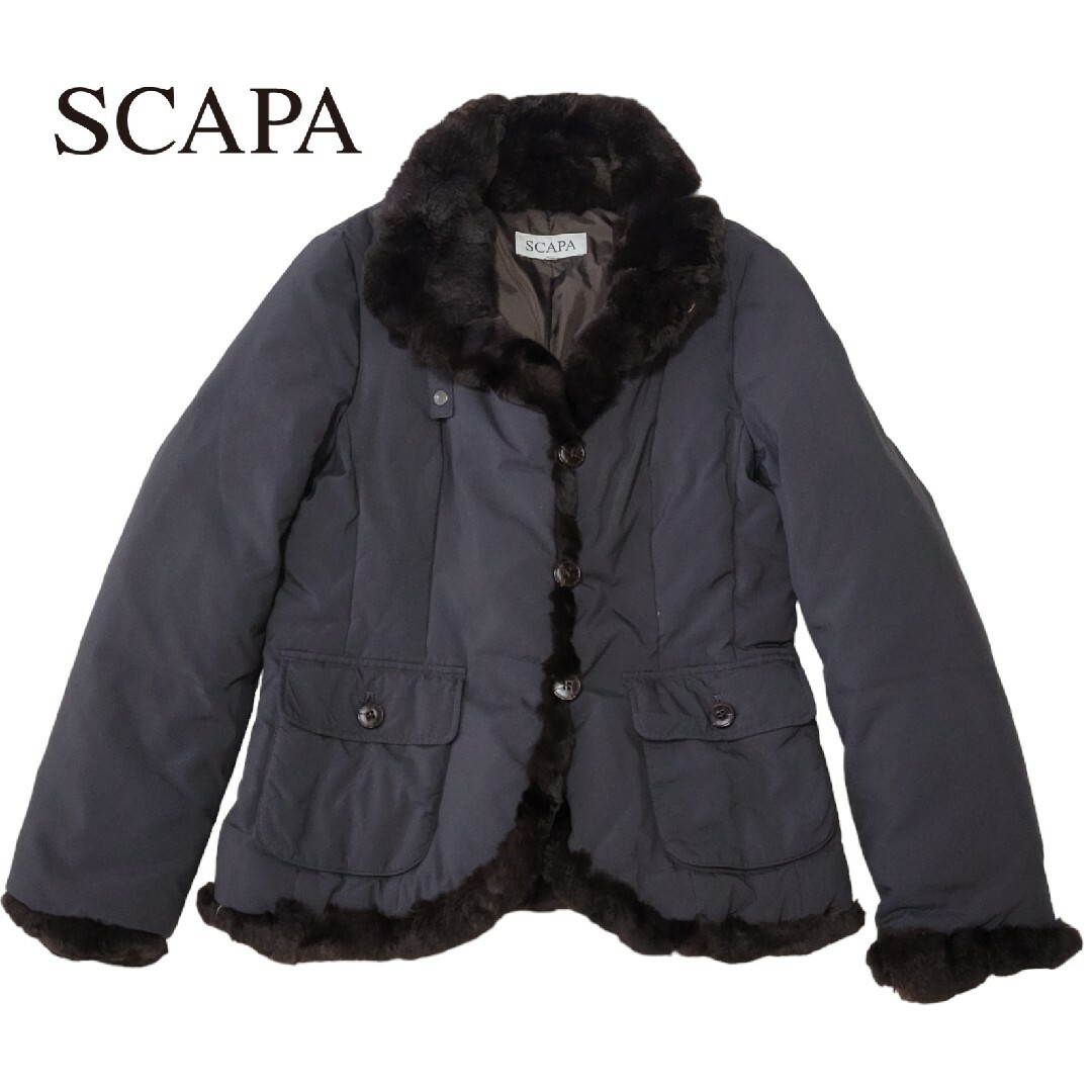 【美品】スキャパ SCAPA ラッキスファー付 ダウンジャケット 38 茶 M