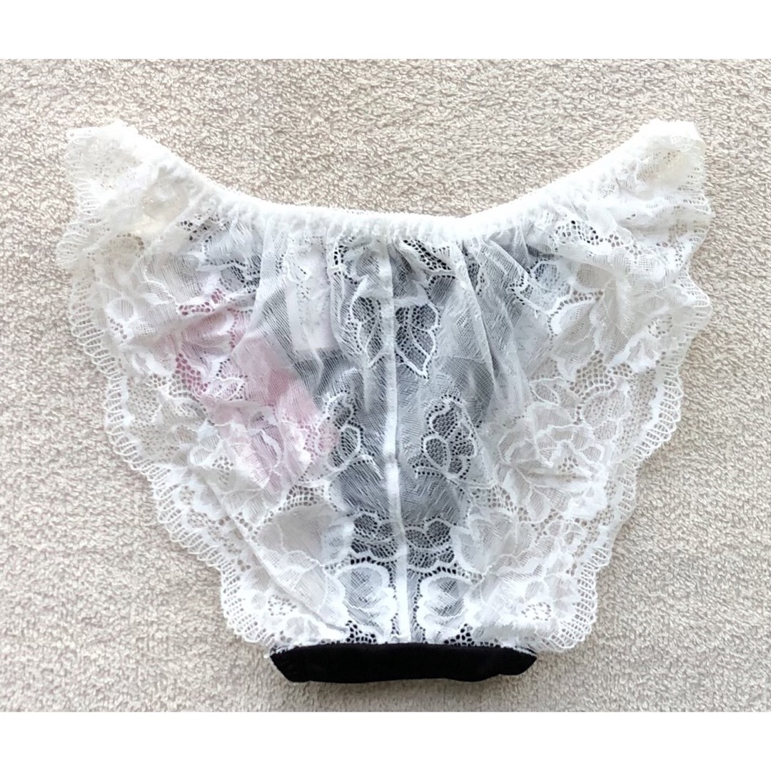 Absorle(アブソール)のAbsorle ビキニ ショーツ Ｌサイズ 薔薇刺繍 ホワイト×ブラック レディースの下着/アンダーウェア(ショーツ)の商品写真