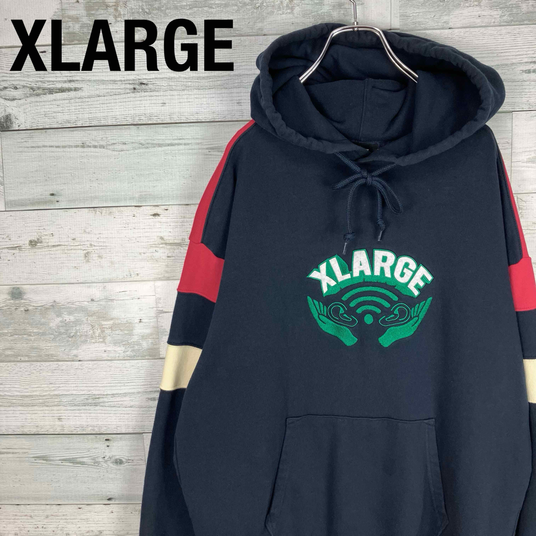 XLARGE - エクストララージ 袖ライン 切替 刺繍 アーチロゴ プル