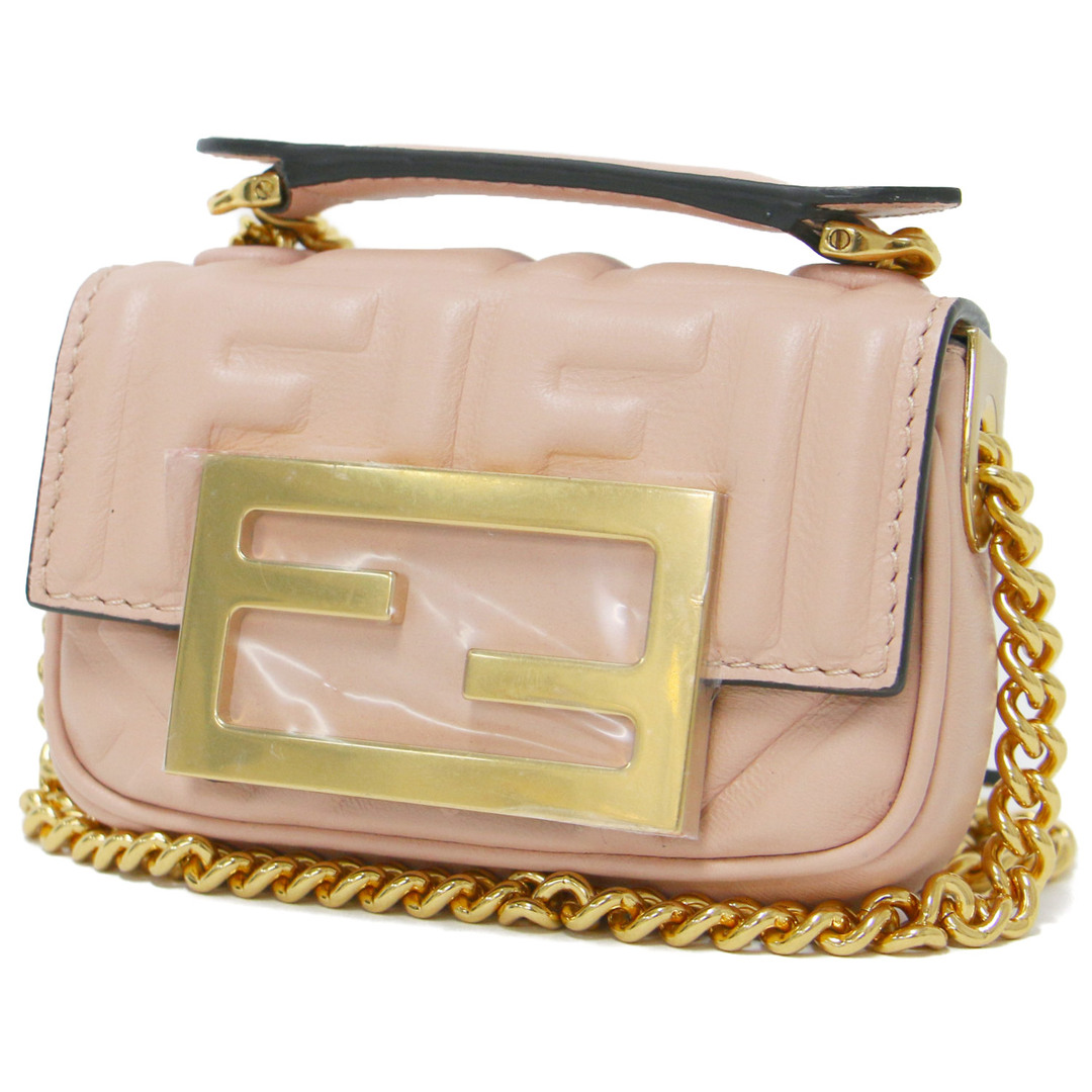 FENDI フェンディ バッグ ショルダー 2WAY カバン 鞄 ピンク ゴールド ミニ フラップ FF柄 型押し レザー ナノ バケット チェーン  おしゃれ シンプル きれいめ 大人女子 ブランド 上品 エレガント フェミニン 普段使い 高級 プレゼント【レディース】 | フリマアプリ ラクマ