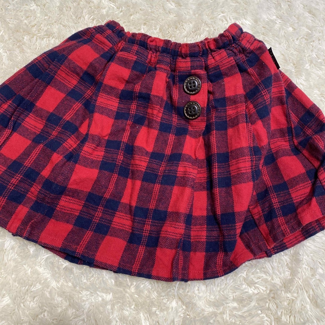 Branshes(ブランシェス)のチェックスカート 花柄レギンス セット キッズ/ベビー/マタニティのキッズ服女の子用(90cm~)(パンツ/スパッツ)の商品写真