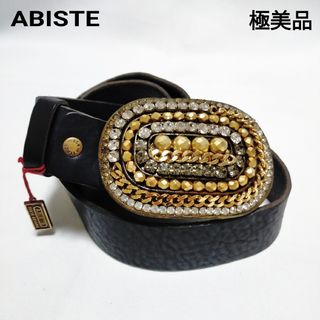 ABISTE - 【極美品】ABISTE ビジューバックル ブラックレザー ベルトヌメ革