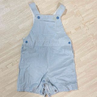 プチバトー(PETIT BATEAU)のプチバトー　サロペット　水色　ストライプ　74(カバーオール)