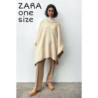 紙タグはありませんZARA 未使用品　ポンチョ風ニット　S