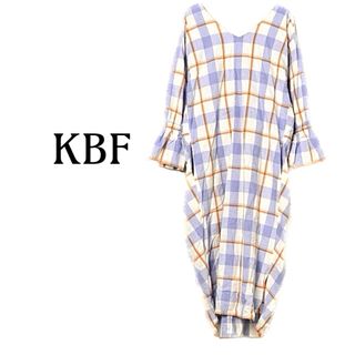 ケービーエフ(KBF)のKBF【美品】チェック柄 変形 長袖 ワンピース(ひざ丈ワンピース)