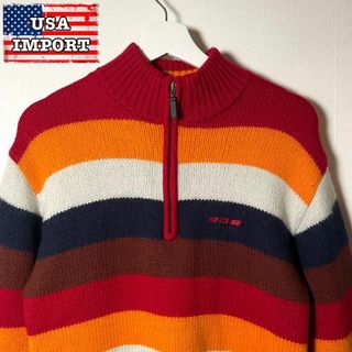 美品!【アメリカ古着】あいみょん❗️ボーダー ウールニットセーター