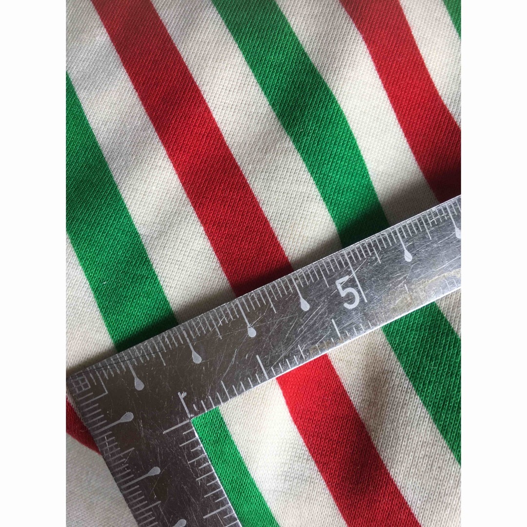 綿ニット生地　赤緑白 ハンドメイドの素材/材料(生地/糸)の商品写真