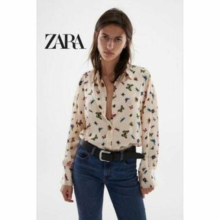 ザラ(ZARA)のzara 長袖柄シャツ　サテン　ウィメンズ　レディース(シャツ/ブラウス(長袖/七分))