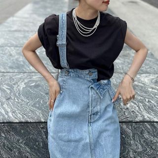 EDWIN ETRETOKYO デニム ハイライズサススカート ブルー S 新品