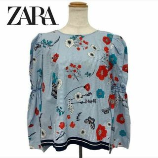 ザラ(ZARA)のzara 花柄ブラウス　ストライプ　シャツ　レディース(シャツ/ブラウス(長袖/七分))