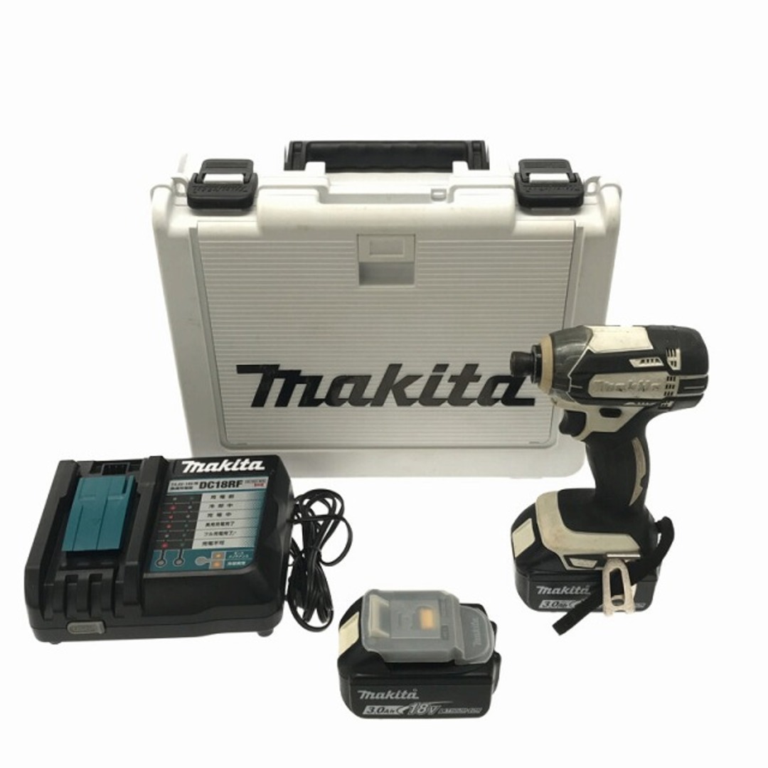 Makita(マキタ)の☆比較的綺麗☆makita マキタ 18V 充電式インパクトドライバ TD149DRFXW 白/ホワイト バッテリー2個(18V 3.0Ah) 充電器 ケース付 79686 自動車/バイクのバイク(工具)の商品写真