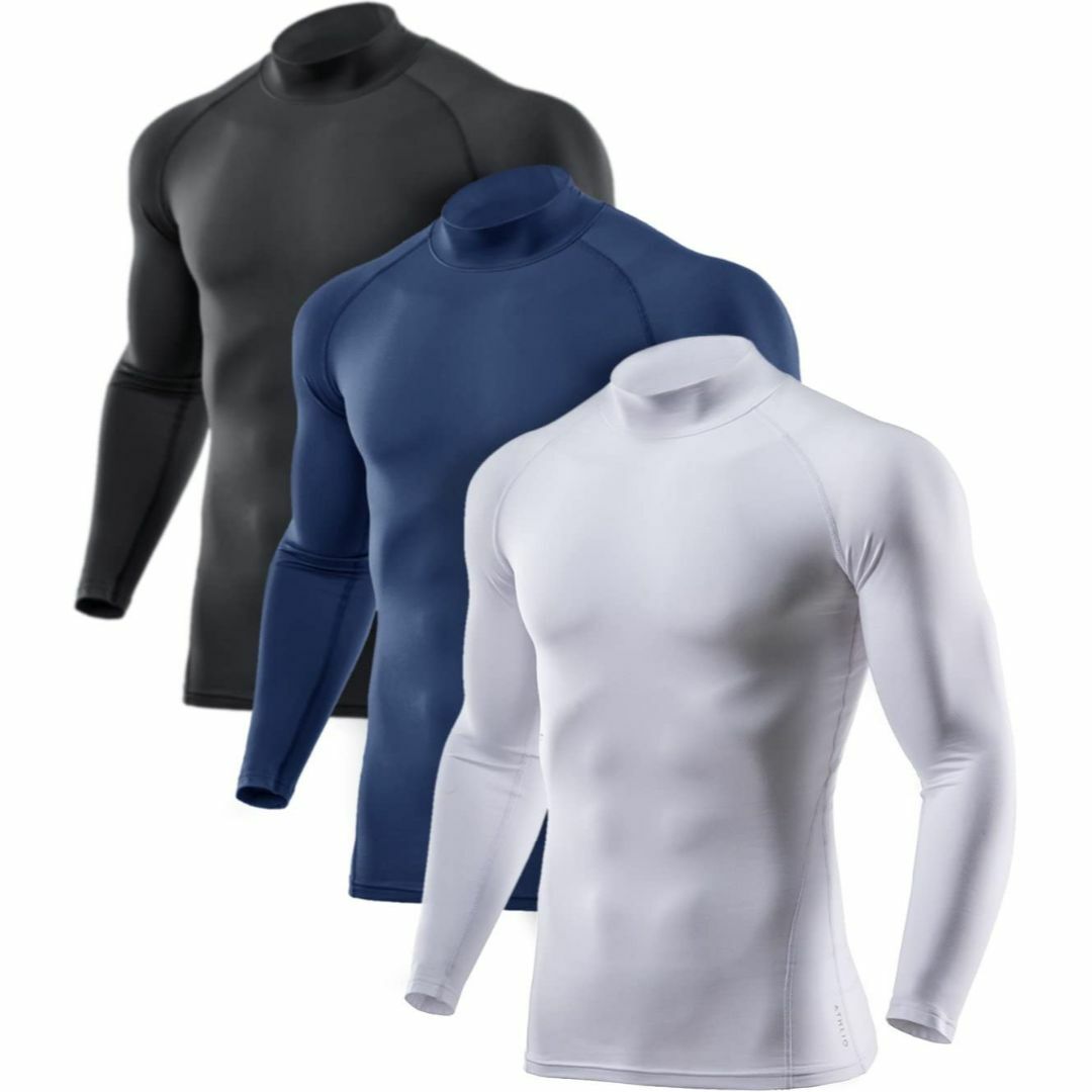 ATHLIO スポーツシャツ メンズ 多用途・伸縮性・保温 保温インナー コンプ
