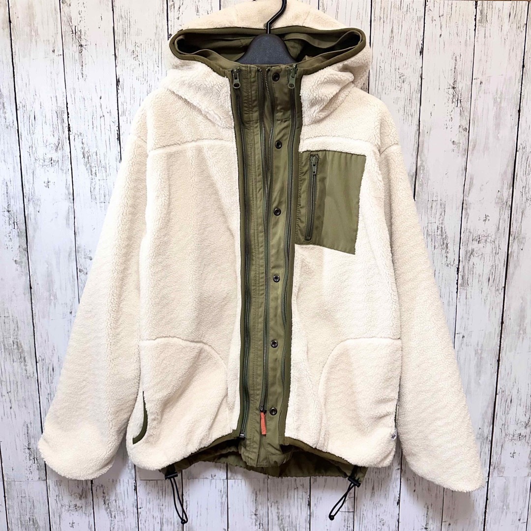 極美品 未使用級 BAYFLOW 4WAYボアフーディブルゾン 18AW カーキ 7