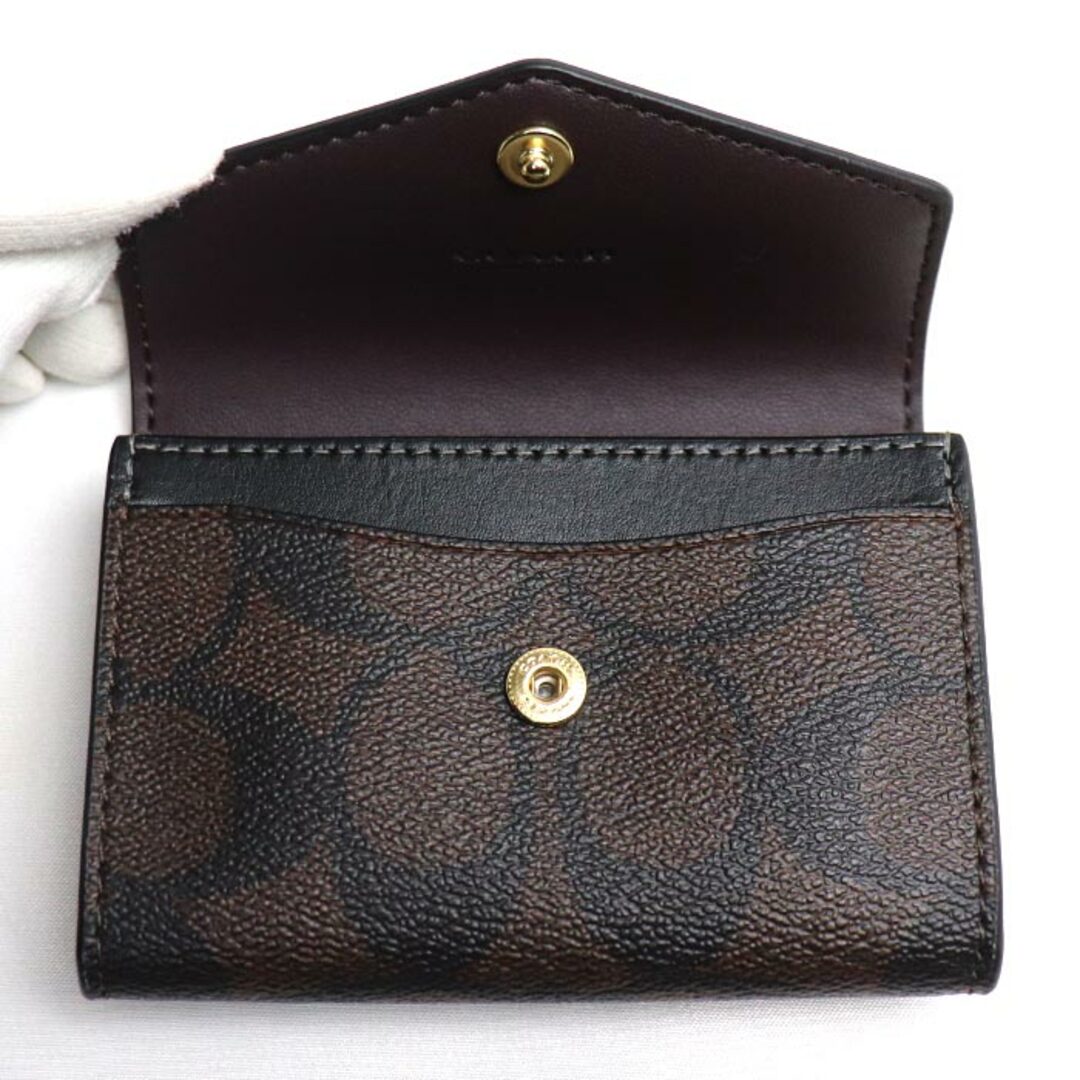 COACH コーチ シグネチャー フラップ カードケース カードケース ブラウン ブラック CH202 アウトレット レディース【未使用】【買取品】